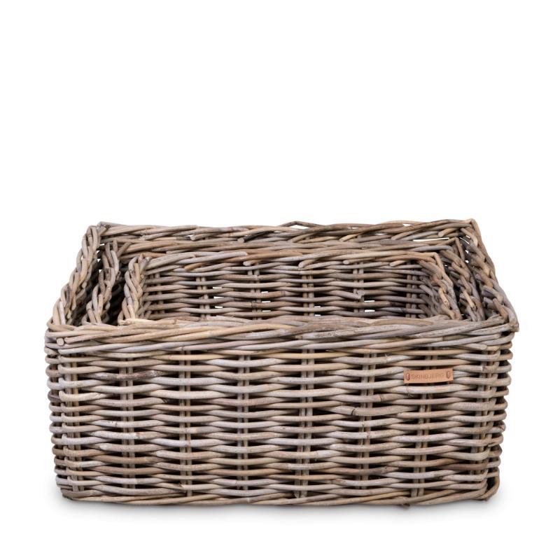 Rektangulære Opbevaringskurve i Grå Rattan - 3 Størrelser