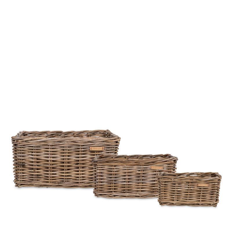 Rattan Opbevaringskurv Sæt á 3 - Køkkenkurve på tilbud!