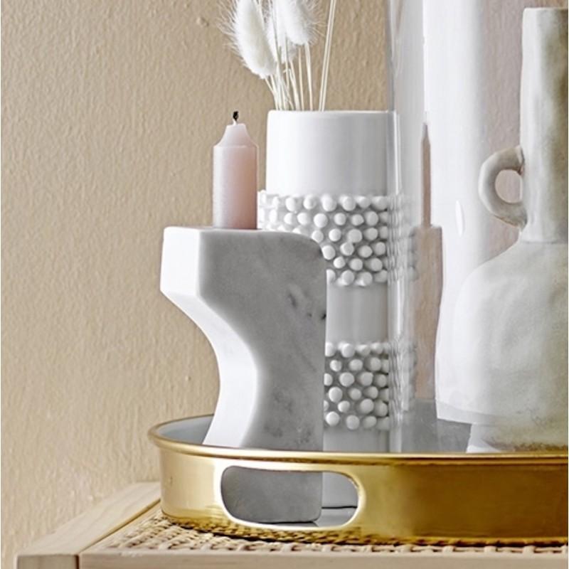 Elegant marmor lysestage fra Bloomingville - H: 14,5 cm