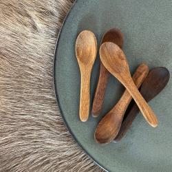 RAW Teaktræ Skeer - 5 stk til Snacks og Salt